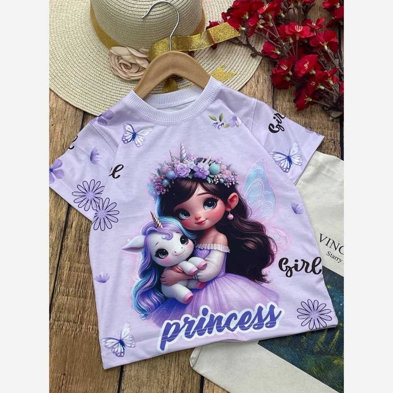 تیشرت پرنسس و اسب تک شاخ سایز 45 و 50