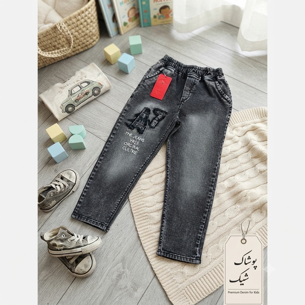 شلوار لی مام استایل بچگانه قد 60/65/70/75/80/85/90/95