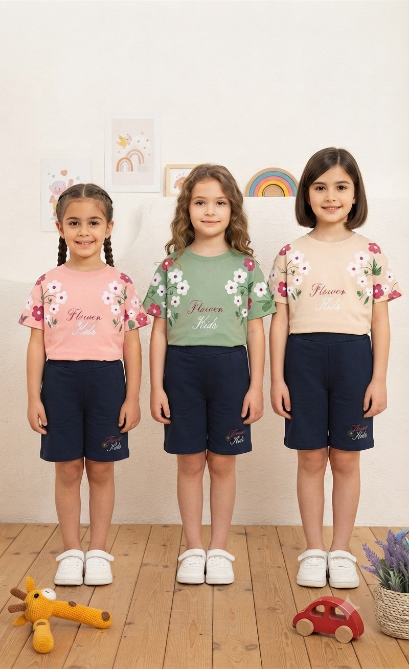 تیشرت و شلوارک دخترانه گلبرگ سایز 50/55/60