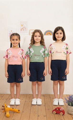 تیشرت و شلوارک دخترانه گلبرگ سایز 50/55/60