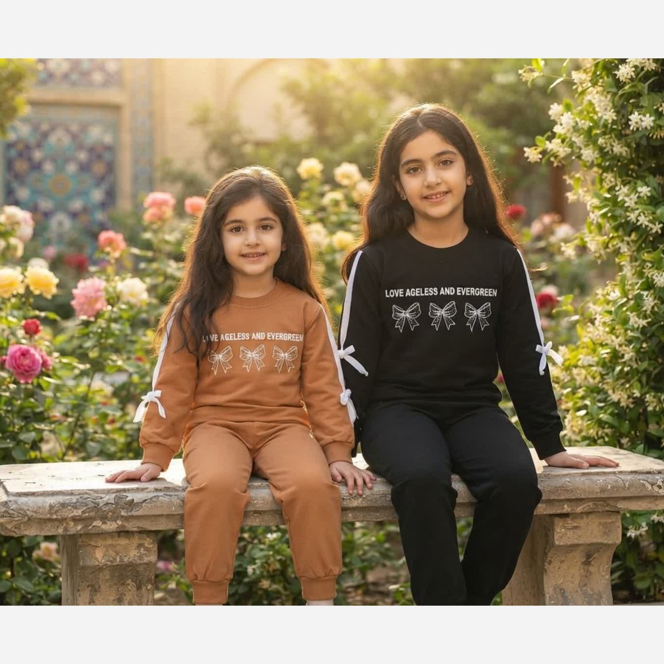 بلوز و شلوار دخترانه پاپیون سایز 40/45/50/55